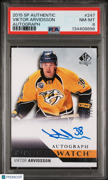 2015-16 SP Authentic Viktor Arvidsson #247 Autograph 125/999 Rookie PSA 8