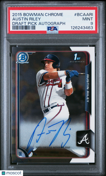 2015 Bowman Chrome Draft Pick Autograph Austin Riley #BCAARI PSA 9