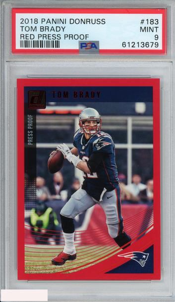 2018 PANINI DONRUSS TOM BRADY #183 RED PRESS PROOF PATRIOTS PSA 9 MINT