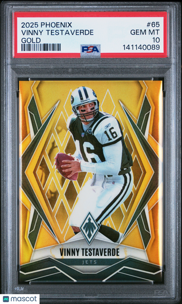 2025 Panini Phoenix Vinny Testaverde #65 Gold /10 PSA 10