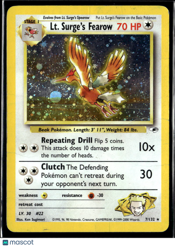 LT. Surge's Fearow 2000 Gym Heroes Holo Rare #7/132