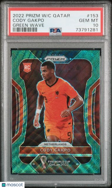 2022 Panini Prizm World Cup Qatar Cody Gakpo #153 Green Wave PSA 10