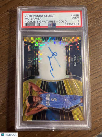 2018 Panini Select Rookie Signatures Mo Bamba #MBB Gold /10 Rookie RC PSA 9