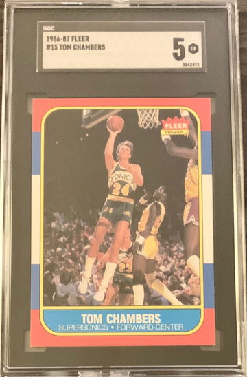 1986-87 Fleer Basketball #15 Tom Chambers Seattle Supersonics - Graded SGC 5 EX.