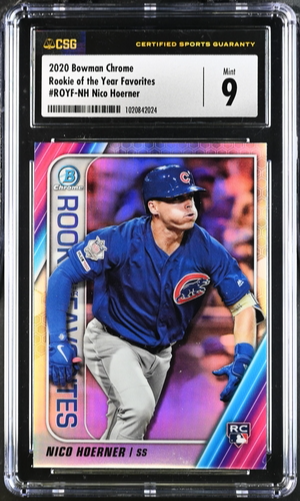 2020 Bowman Chrome ROYF Nico Hoerner CSG 9 Mint