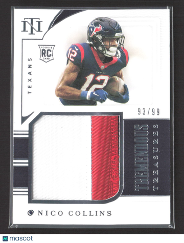 2022 Panini National Treasures Tremendous Treasures Nico Collins #TTR-NC RC 93/99 Patch