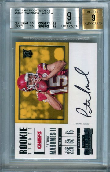 2017 Panini Contenders Patrick Mahomes BGS 9 auto 9 SP A