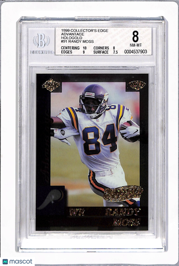 1999 Collector's Edge Advantage HoloGold Randy Moss #91 BGS 8