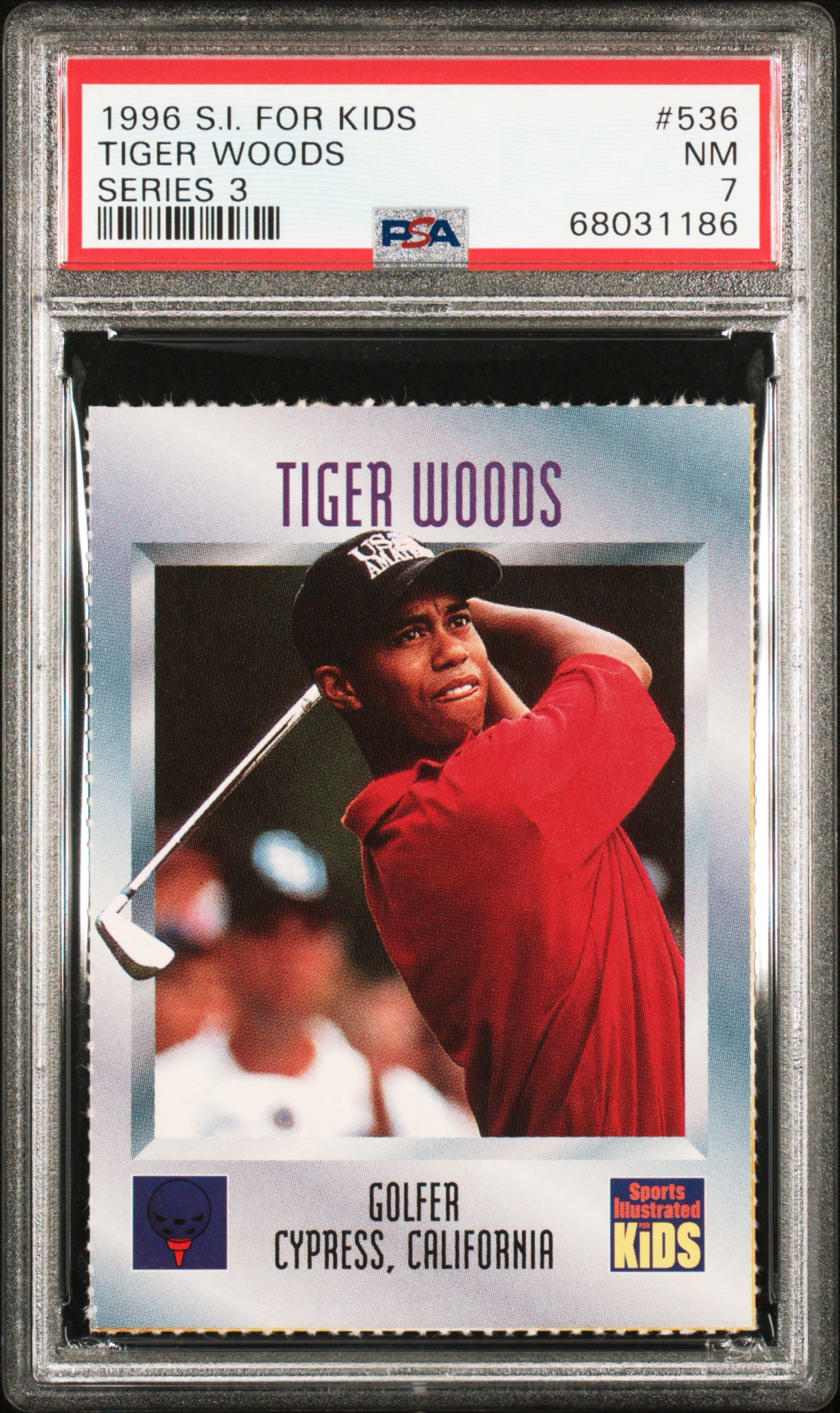 Tiger Woods 1996 S.I. For Kids Series 3 #536 PSA 7