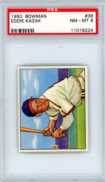 1950 Bowman Eddie Kazak #36 PSA 8 P1266