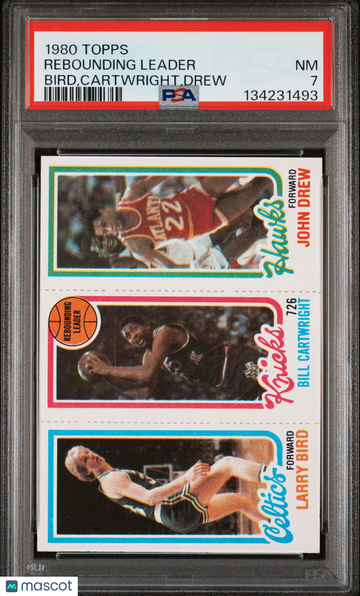 1980 Topps Rebounding Leader Bird,Cartwright,Drew PSA 7