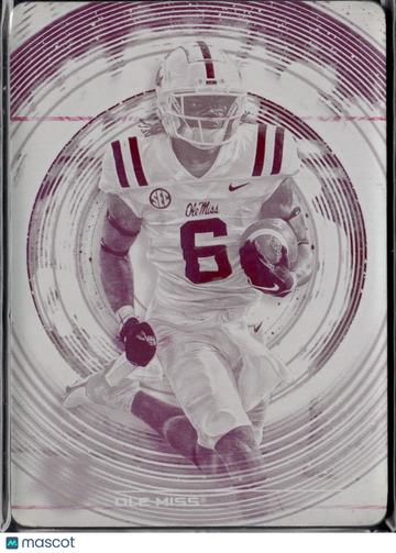 Zach Evans 2023 Bowman Inception Magenta Printing Plate /1 Ole Miss Rebels