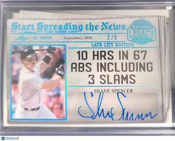 2024 Bronx Legacy SHANE SPENCER #SSNA-SS1 2/9 AUTO LATE CITY BLUESTART SPREADING THE NEWS AU,SN,/9,SP