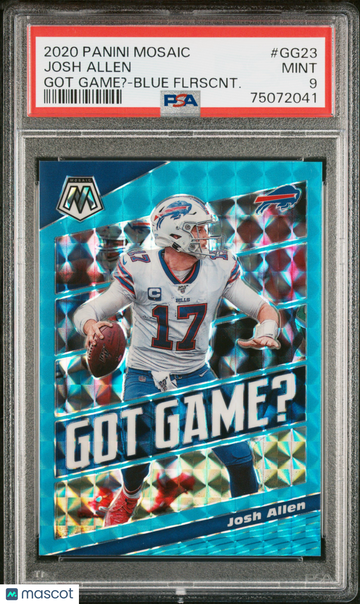 2020 Panini Mosaic Got Game? Josh Allen #GG23 Blue Flrscnt. PSA 9