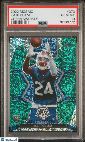 2022 Mosaic Kaiir Elam Rookie Green Sparkle PSA 10