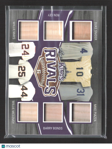2020 Leaf Lumber Kings Rivals Barry Bonds Mike Piazza Ron Cey Duke Snider Willie Mays Willie McCovey #R-01 Game-used bat