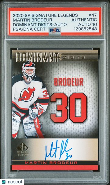 2020 Upper Deck SP Signature Legends Dominant Digits Martin Brodeur #47 Auto PSA A Auto 10