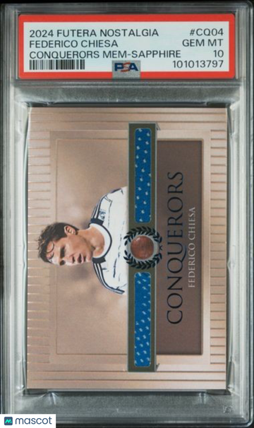 2024 Futera Nostalgia Conquerors Memorabilia Federico Chiesa #CQ04 Sapphire PSA 10