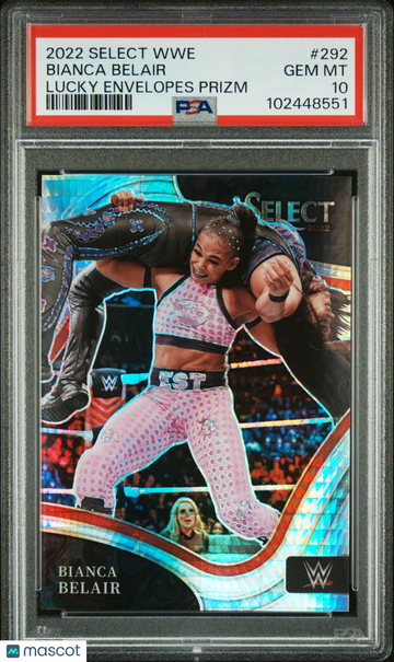 2022 Panini Select WWE Bianca Belair #292 Lucky Envelopes Prizm 5/8 PSA 10