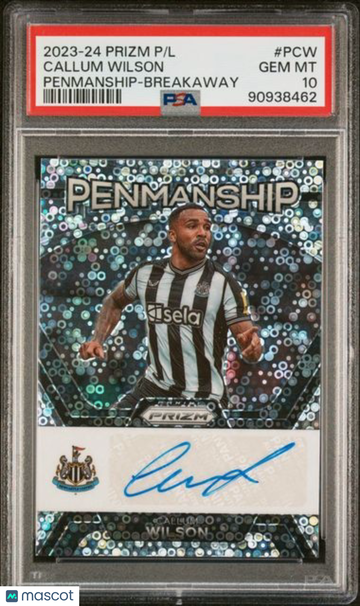 2023-24 Panini Prizm Premier League Penmanship Callum Wilson #PCW Breakaway PRZ PSA 10