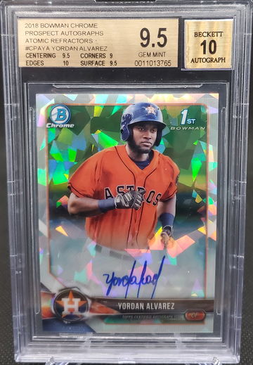 2018 Bowman Chrome 1st Auto RC Yordan Alvarez Atomic Refractor /100 BGS 9.5