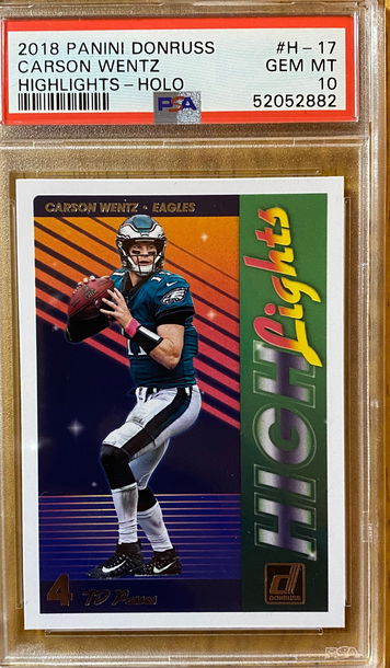 2018 Panini DonRuss Carson Wentz Highlights-Holo PSA 10 Gem MT