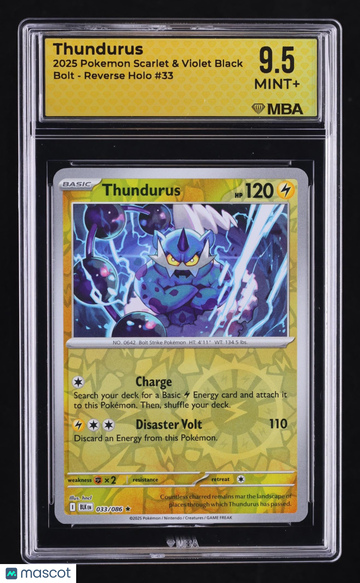 2025 Pokemon Scarlet & Violet Black Bolt Thundurus Reverse Holo MBA 9.5 #33