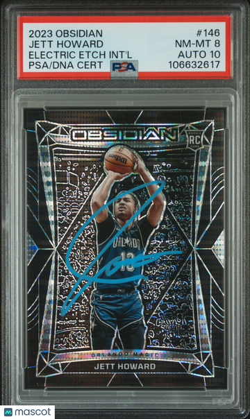 2023 Panini Obsidian Jett Howard #146 Electric Etch Int'l PSA 8 Auto 10
