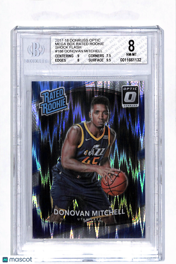 2017 Donruss Optic Mega Box Rated Rookie Shock Flash Donovan Mitchell RR #188 BGS 8