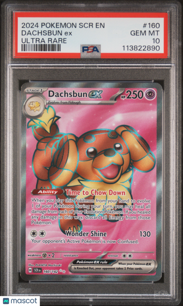 2024 Pokemon SCR EN-Stellar Crown Dachsbun EX #160 Ultra Rare PSA 10
