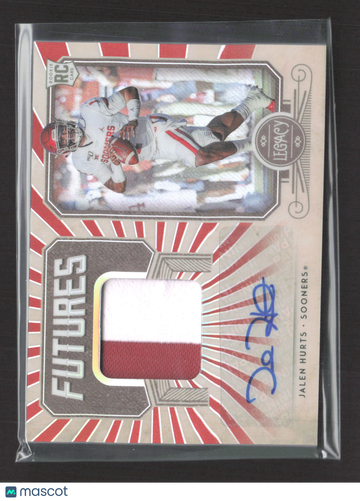 2020 Panini Legacy Futures Patch Autographs Jalen Hurts #FP-JH1 /75 Autograph Patch RC