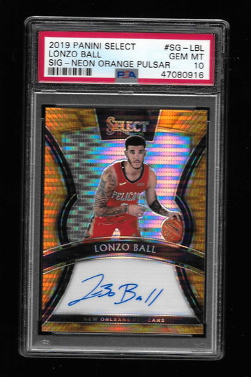 2019 PANINI SELECT LONZO BALL NEON ORANGE PULSAR AUTO