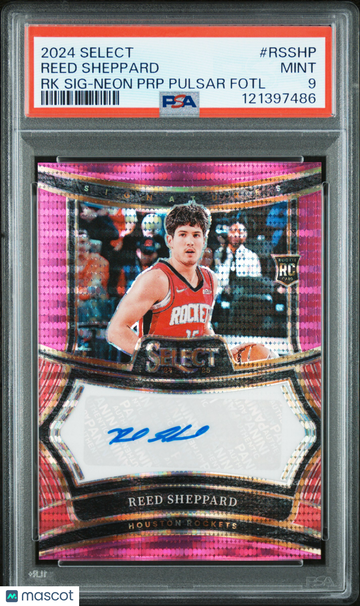 2024 Panini Select Rookie Signatures Reed Sheppard #RSSHP RK Neon PRP Pulsar Fotl PSA 9