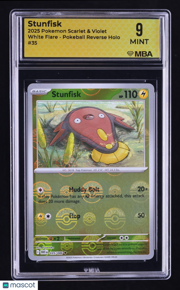 2025 Pokemon Scarlet & Violet White Flare Stunfisk Reverse Holo MBA 9 #35