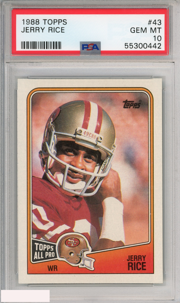 1988 TOPPS JERRY RICE #43 SAN FRANCISCO 49ERS HOF PSA 10 GEM MT