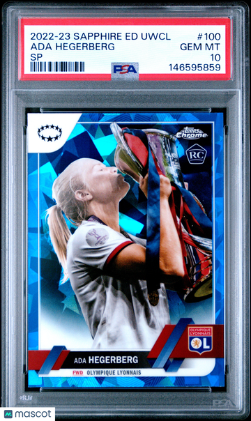 2022-23 Topps Chrome Sapphire UEFA Women's Champions League Ada Hegerberg #100 SP Short Print PSA 10