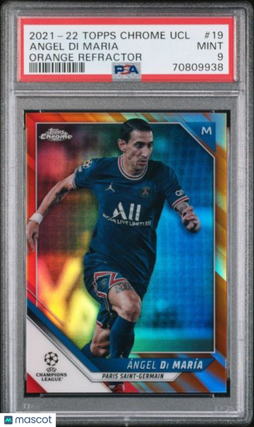 2021 Topps Chrome UEFA Champions League Angel DI Maria #19 Orange Refractor PSA 9
