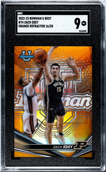 2022-23 Bowman U Best Orange Refractor Zach Edey #74 /25 SGC 9