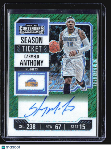 2023-24 Panini Contenders Carmelo Anthony #VT-MEL Premium Edition Green Shimmer Prizm