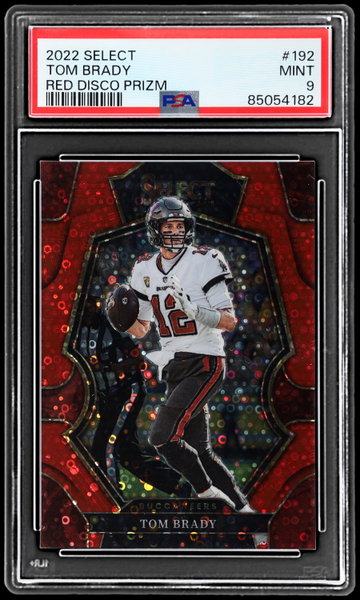 2022 Panini Select Tom Brady Premier Level Red Disco Prizm PSA 9