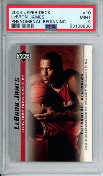 LEBRON JAMES 2003 Upper Deck Phenomenal Beginning #10 PSA 9 Gem Mint Cavs Lakers Heat