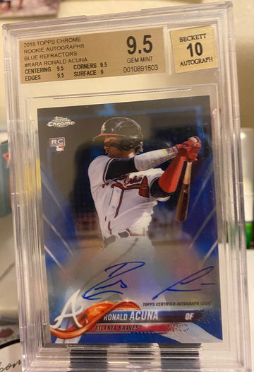 2018 Topps Chrome Ronald Acuna Auto Blue Refractor /150 RC BGS 9.5 10 Auto
