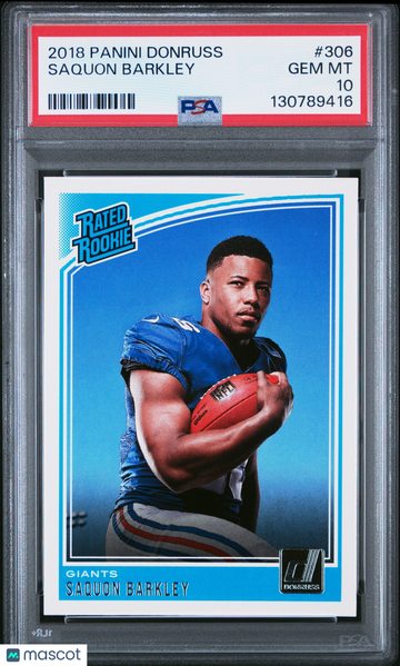 2018 Panini Donruss Rated Rookie Saquon Barkley #306 PSA 10
