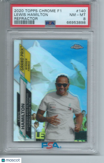 2020 Topps Chrome Formula 1 Lewis Hamilton #140 Refractor PSA 8