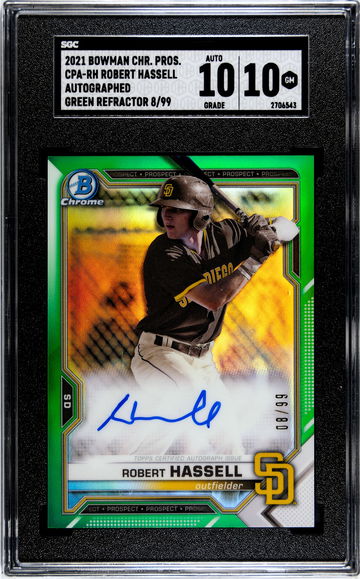 2021 Bowman Chrome Robert Hassell Auto Green Refractor CPA-RH 8/99