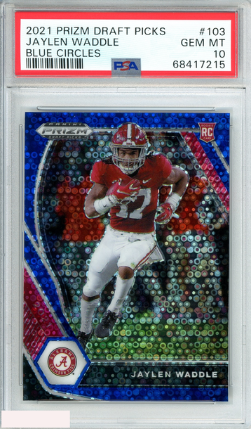 2021 PANINI PRIZM DP JAYLEN WADDLE #103 BLUE CIRCLES POP 3! RC PSA 10 GEM MT