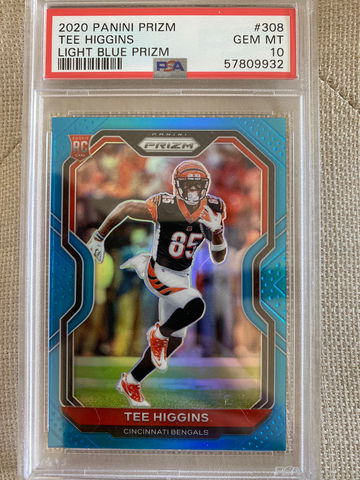 2020 Tee Higgins Light Blue Prizm PSA 10