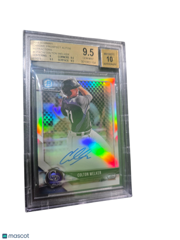 2018 Bowman Chrome Prospect Autographs Refractors Colton Welker #CPACW BGS 9.5 Auto 10