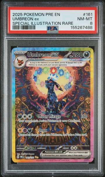 2025 Pokemon Scarlet and Violet Prismatic Evolutions Special Illustration Rare Umbreon Ex #161 PSA 8