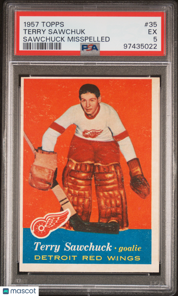 1957 Topps Terry Sawchuk #35 Sawchuck Misspelled PSA 5
